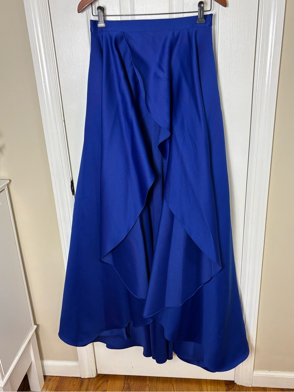 Jay Godfrey Blue Ruffle Maxi Skirt Size 6 High Low Formal Evening 💙